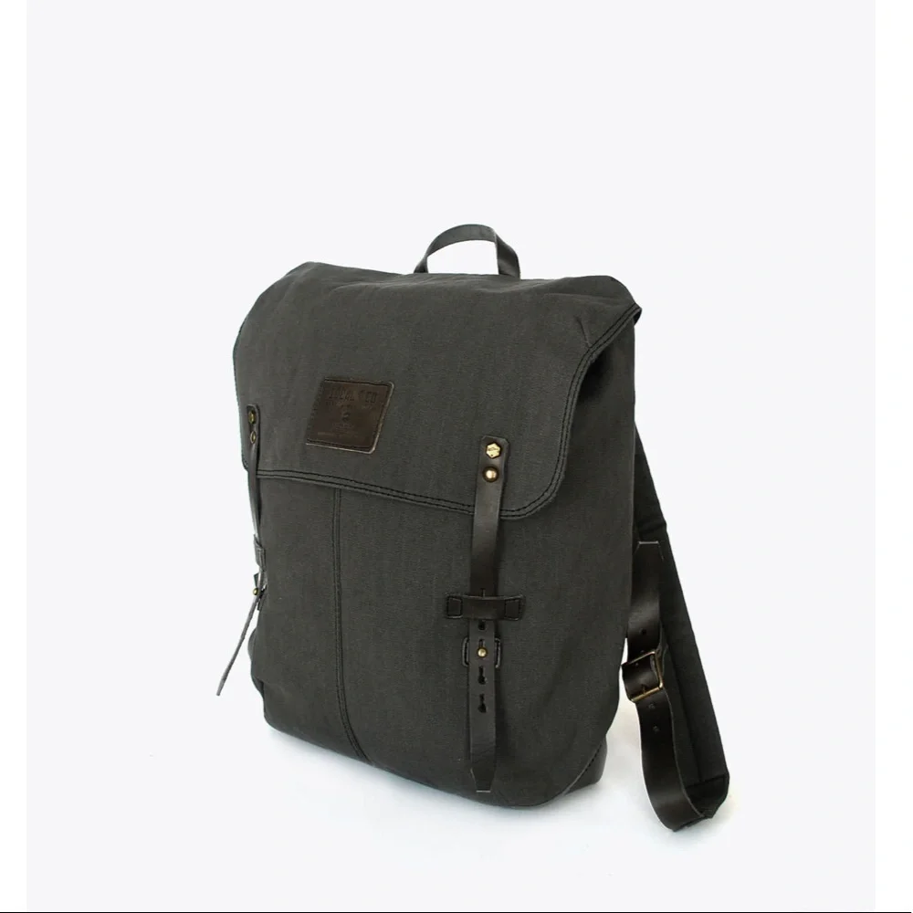Ideal & Co. Arrimal Canvas & Leather Travel Backpack Made in Portugal NWT